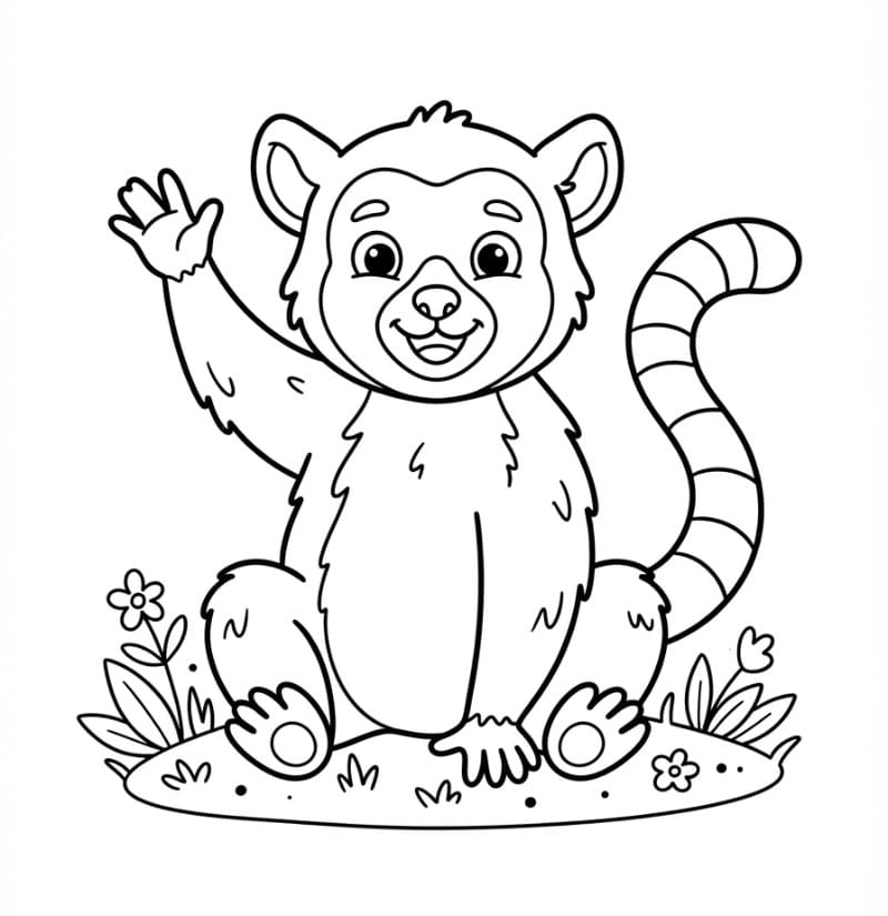 Lemur som vinker fargelegging