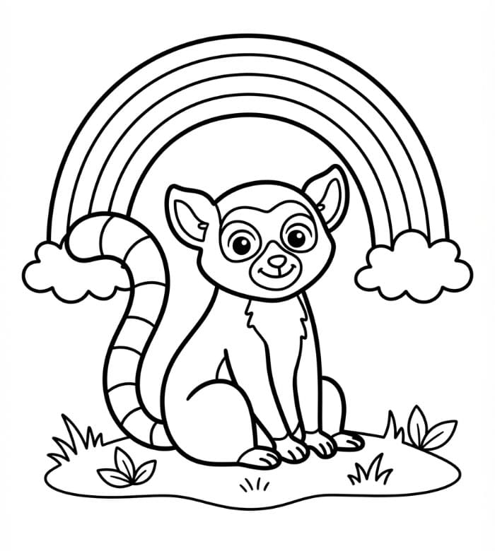 Lemur under regnbuen fargelegging