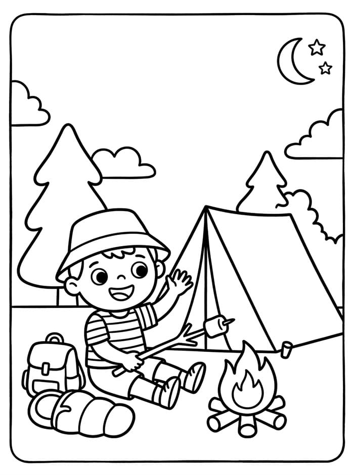 Lykkelig camping fargelegging