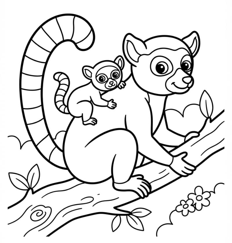 Morlemur og baby fargelegging