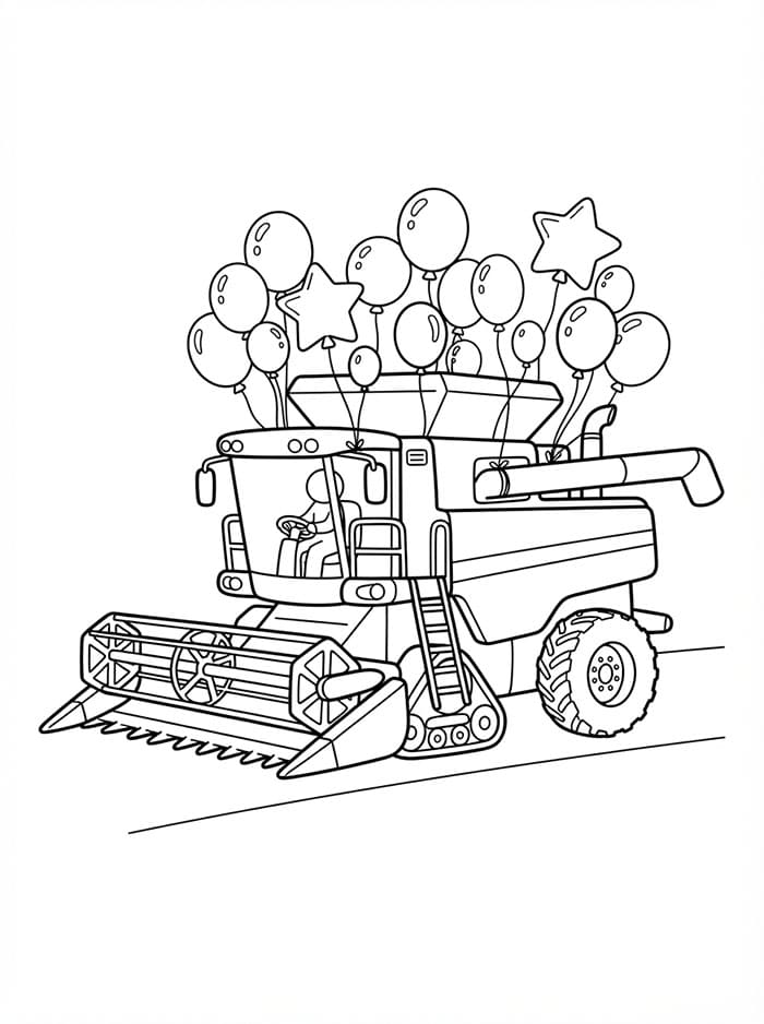 Skurtresker med ballonger fargelegging