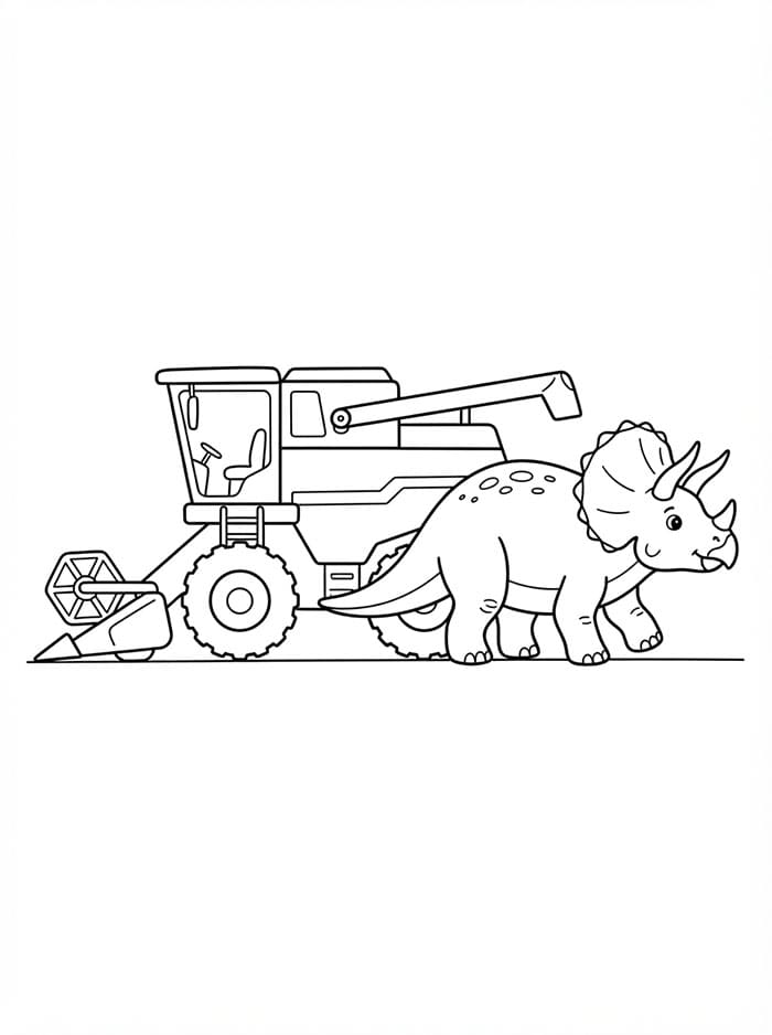 Skurtresker og dinosaur fargelegging