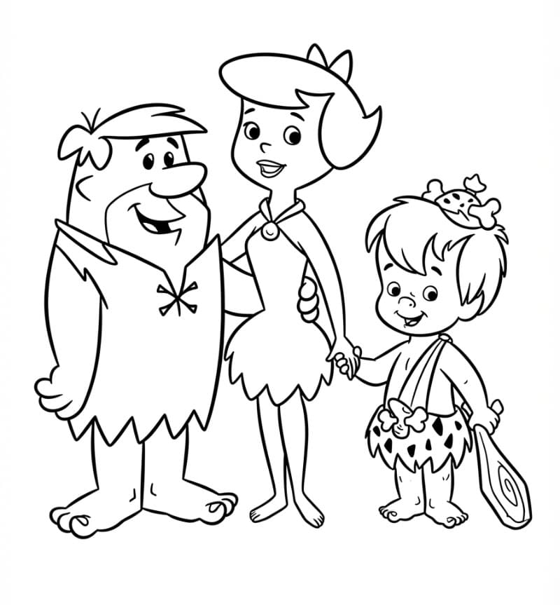 Barney, Betty og Bamm-Bamm fargelegging
