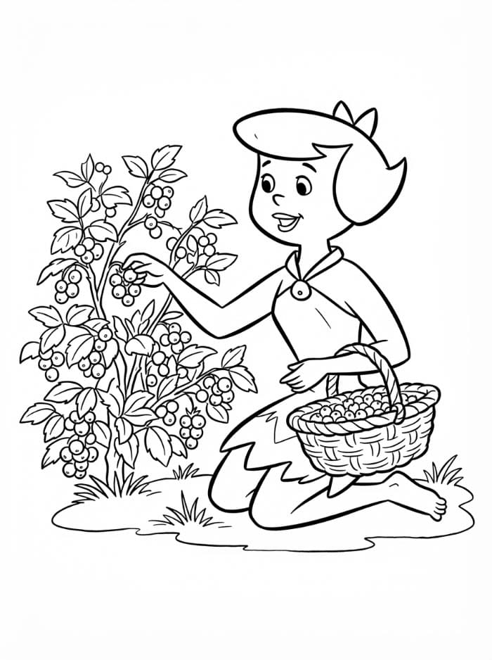 Betty Rubble plukker bær fargelegging