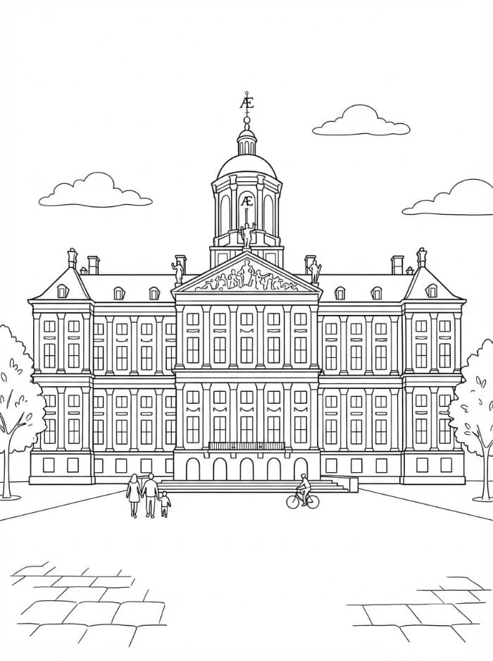 Det kongelige slott i Amsterdam fargelegging
