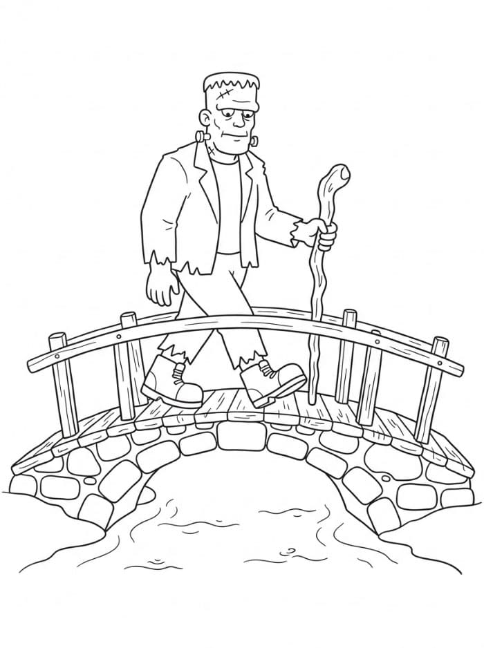 Frankenstein krysser broen fargelegging