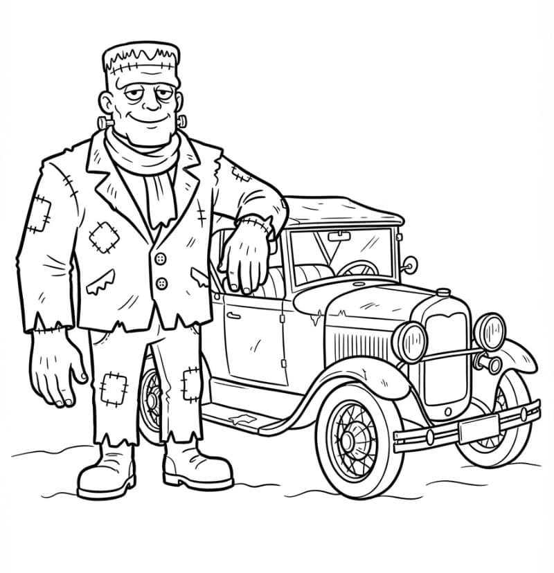 Frankenstein med en gammel bil fargelegging