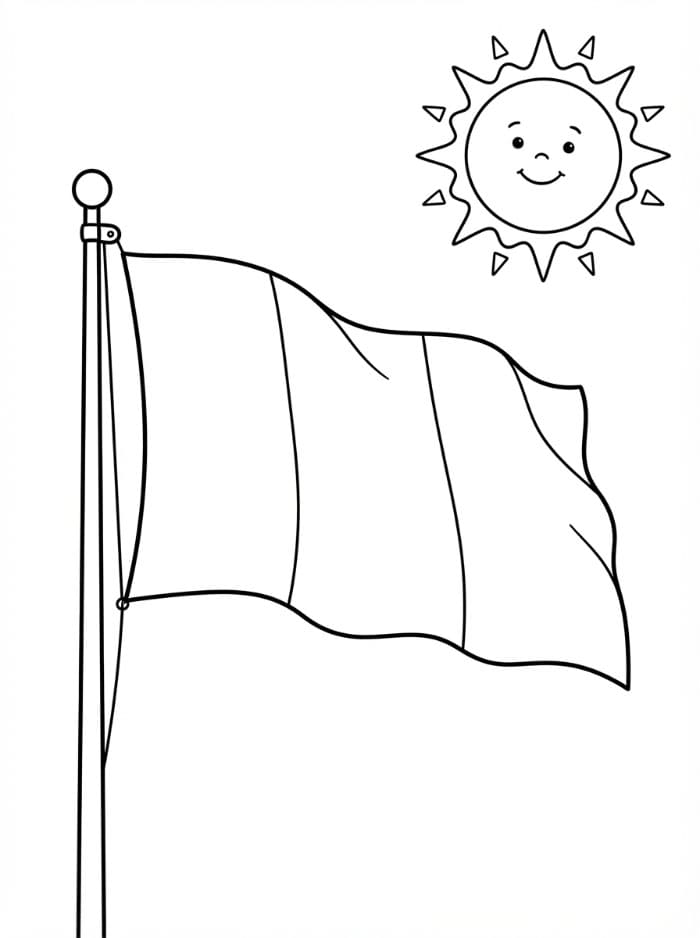 Frankrikes flagget og solen fargelegging