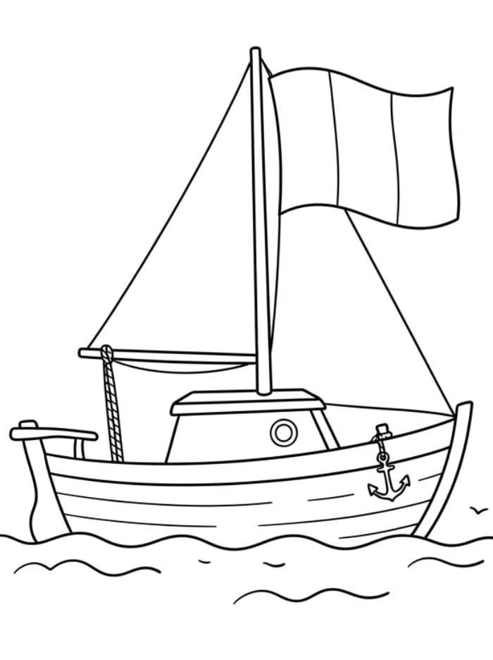 Frankrikes flagget på en båt fargelegging