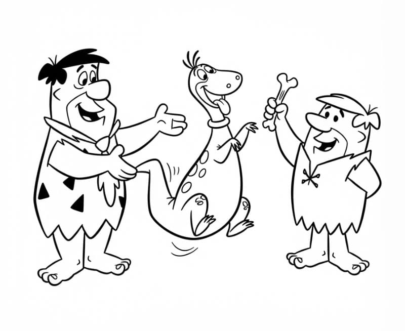 Fred og Barney leker med Dino fargelegging