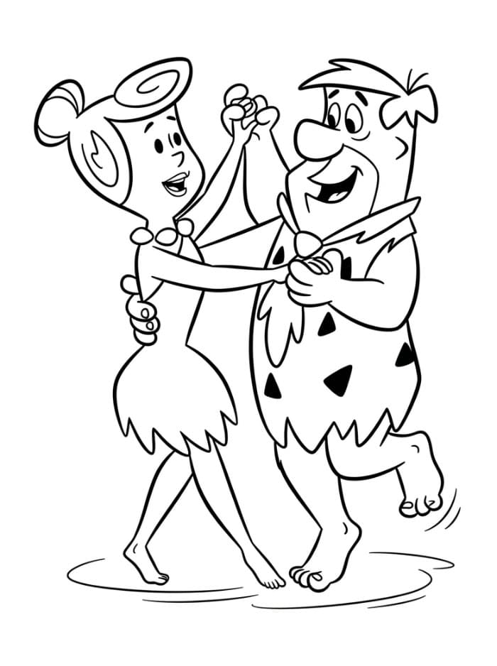 Fred og Wilma danser fargelegging
