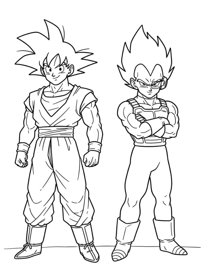 Goku og Vegeta fargelegging