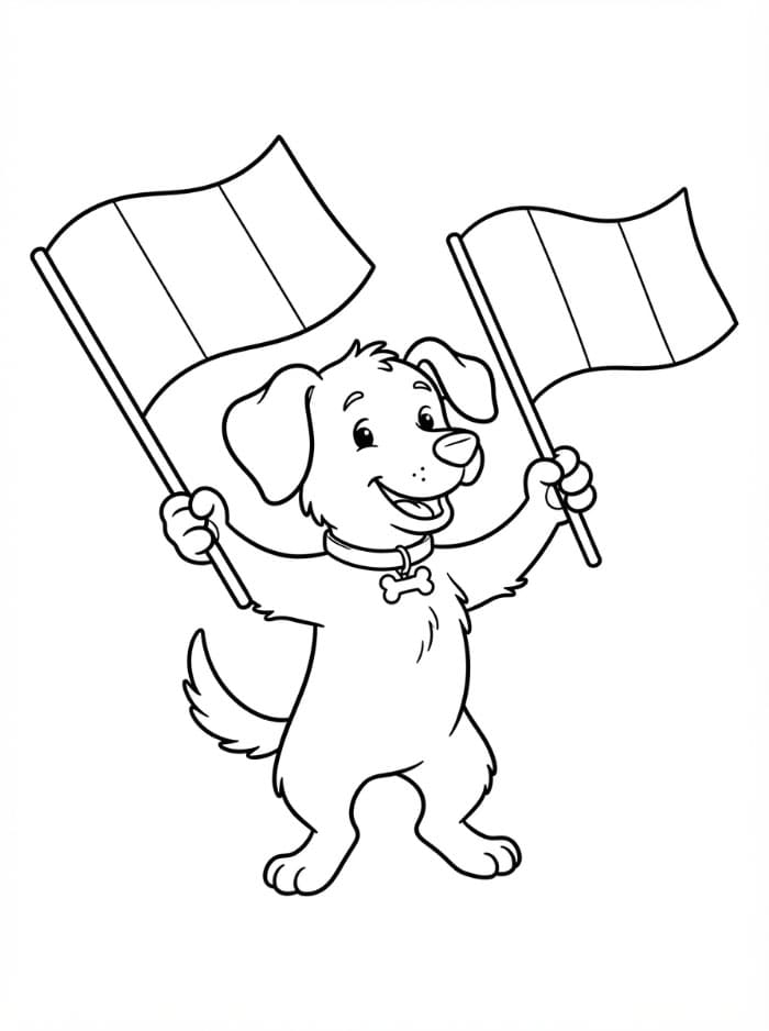 Hund som vifter med det Frankrikes flagget fargelegging