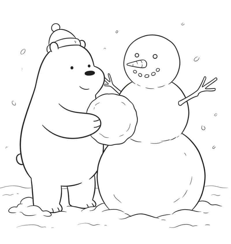 Ice Bear bygger en snømann fargelegging