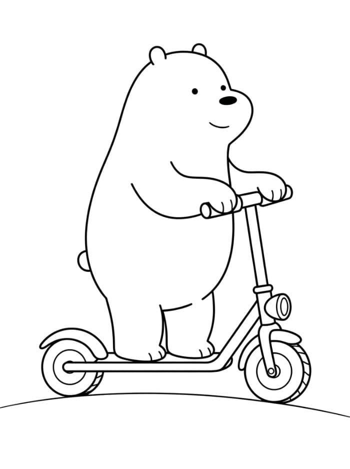 Ice Bear kjører sparkesykkel fargelegging