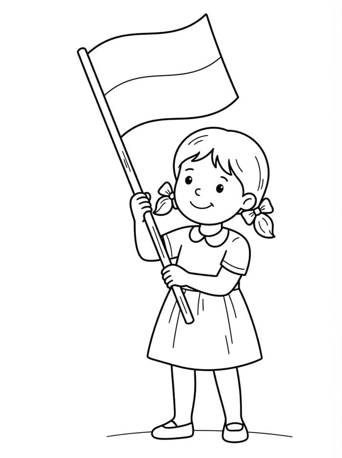 Jente som holder det polske flagget fargelegging