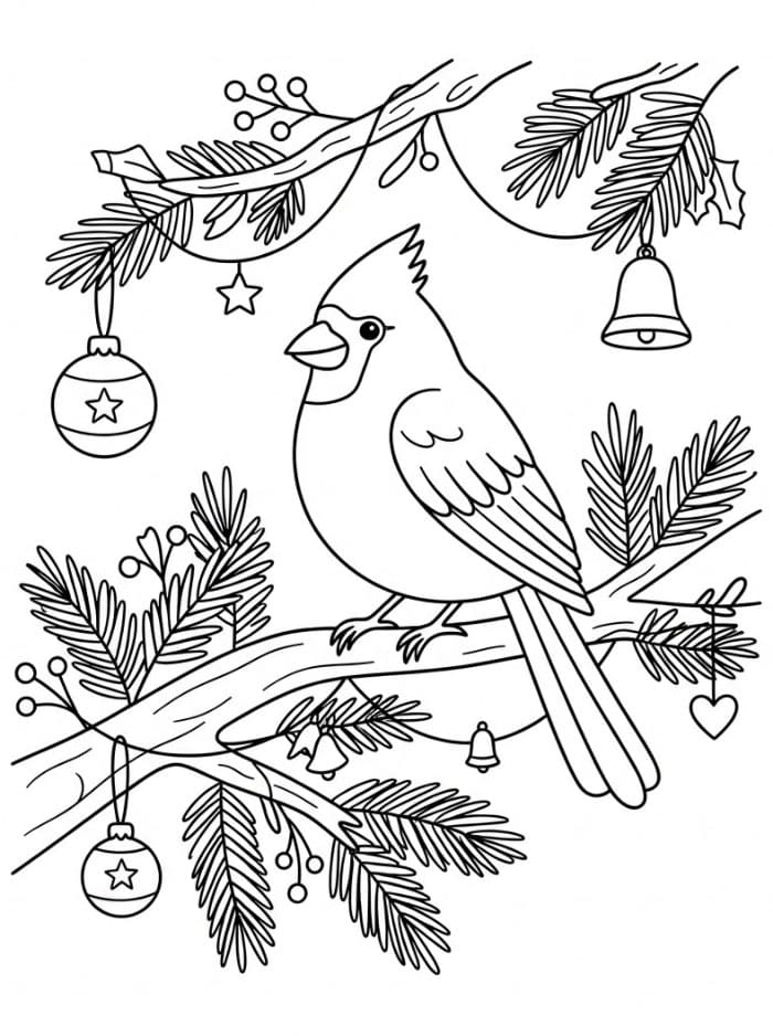 Kardinal på juletre fargelegging