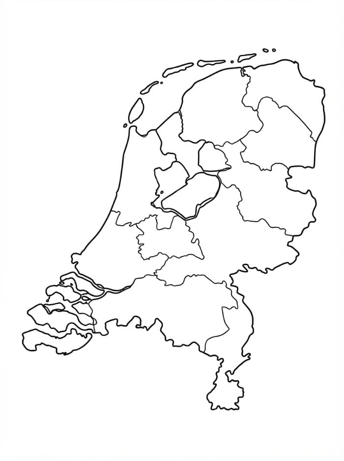 Kart over Nederland fargelegging