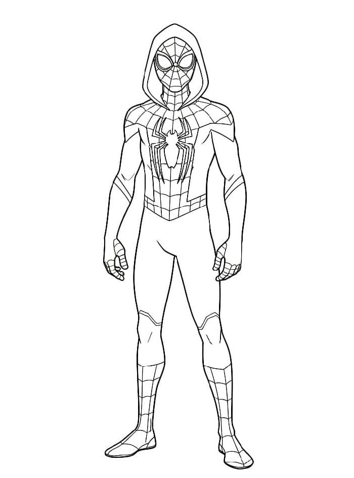 Miles Morales i en rolig positur fargelegging