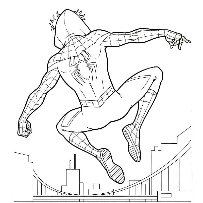 Miles Morales sett bakfra fargelegging