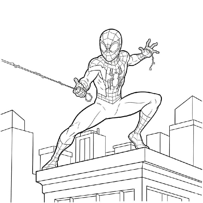 Miles Morales står med nett fargelegging