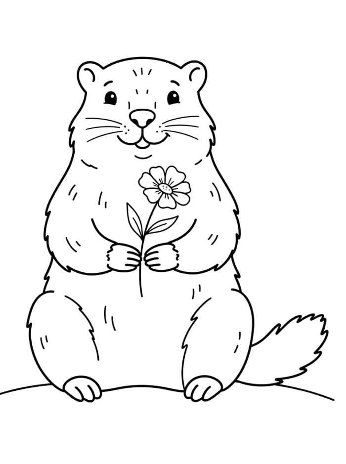 Murmeldyr og blomst fargelegging