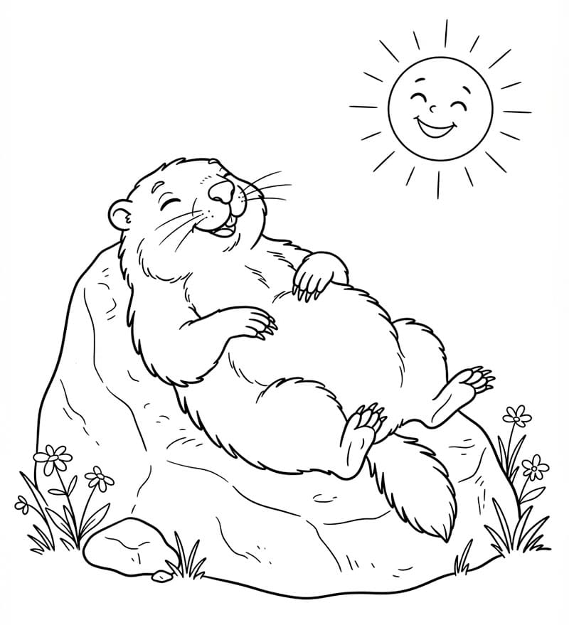 Murmeldyr som soler seg fargelegging
