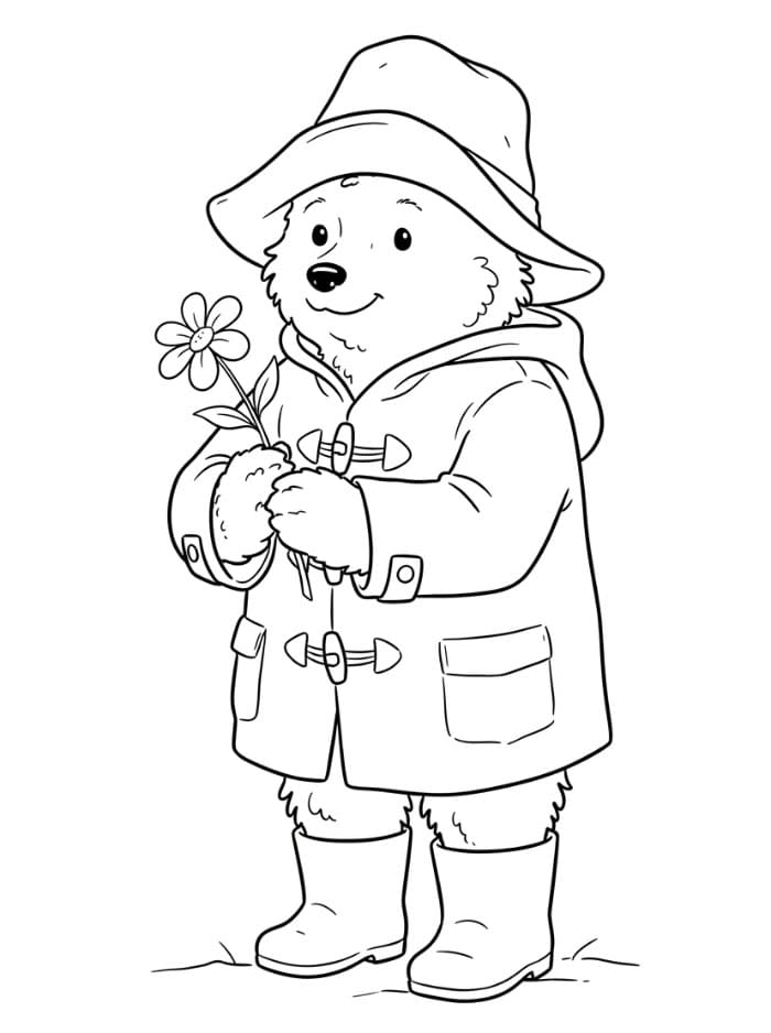 Paddington holder en blomst fargelegging