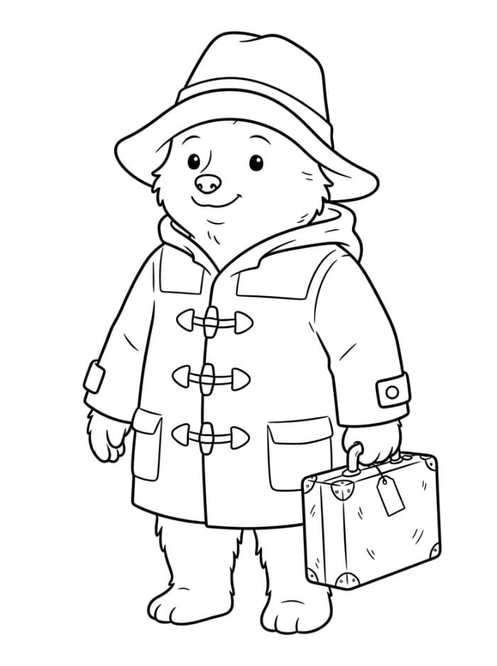 Paddington med koffert fargelegging