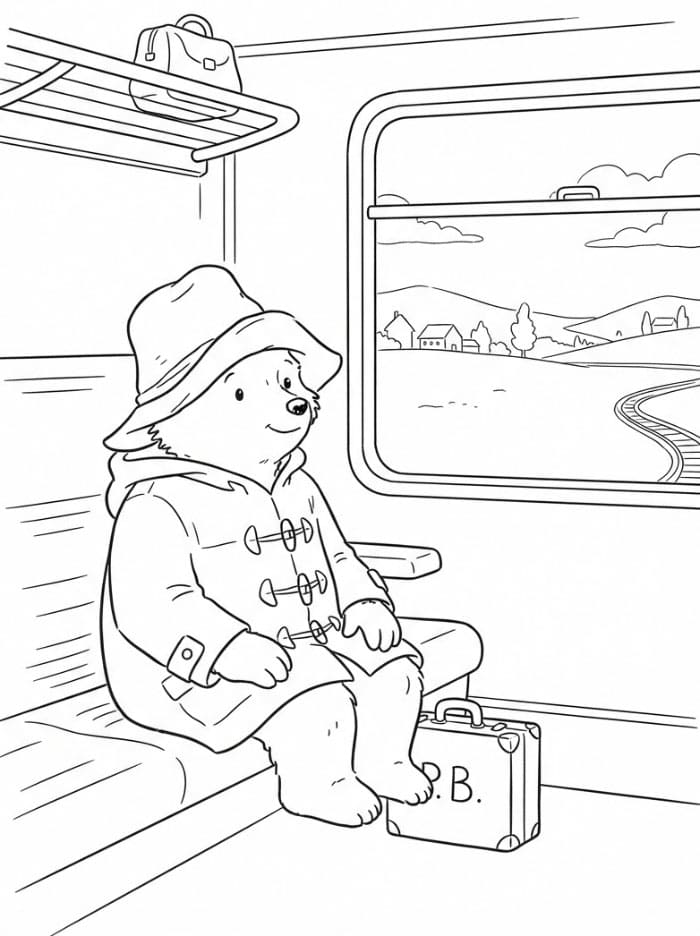 Paddington på et tog fargelegging