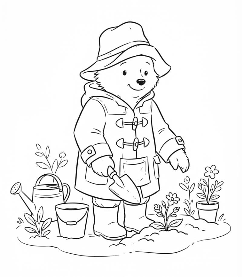 Paddington som gartner fargelegging