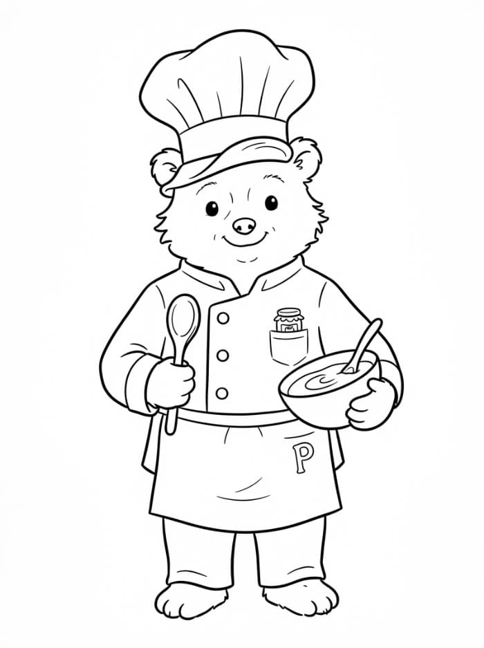 Paddington som kokk fargelegging