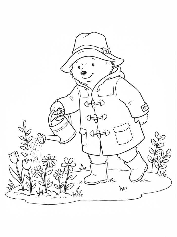 Paddington vanner blomster fargelegging