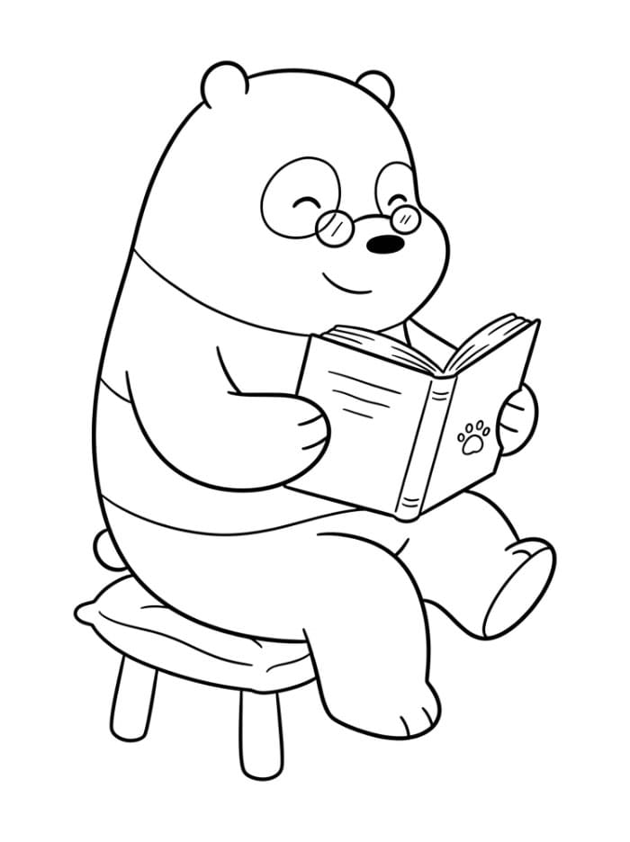 Panda leser en bok fargelegging