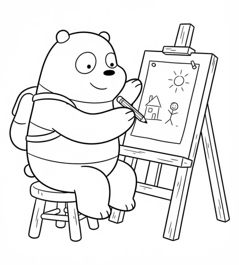 Panda tegner et bilde fargelegging