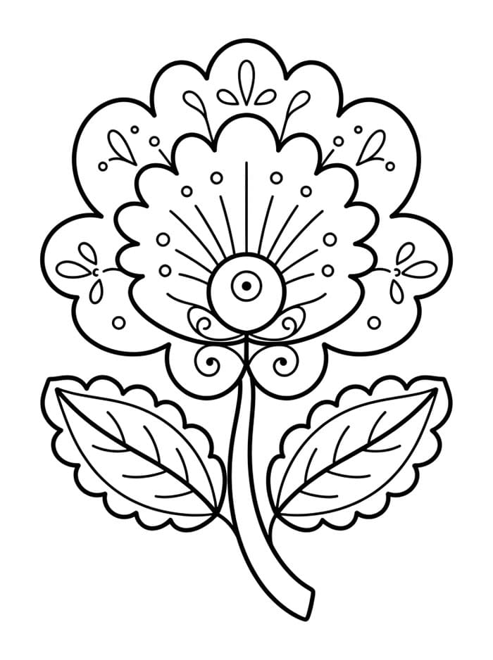 Polsk folkemotiv blomst fargelegging