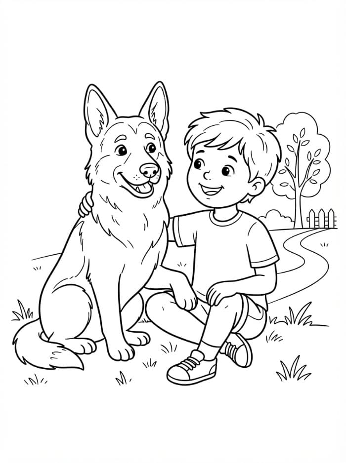 Schäferhund med gutt fargelegging