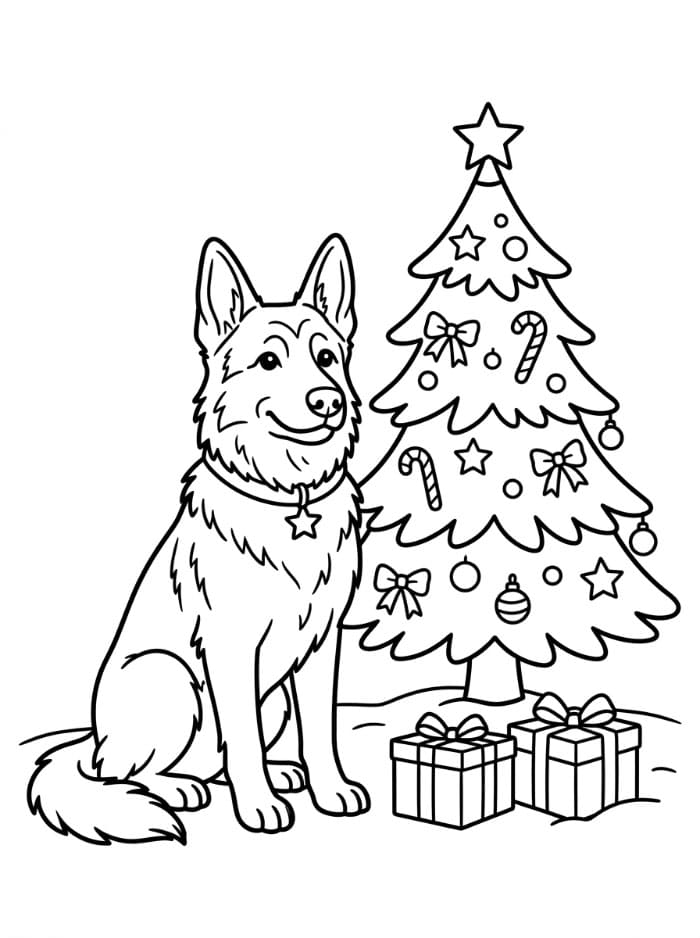 Schäferhund med juletre fargelegging