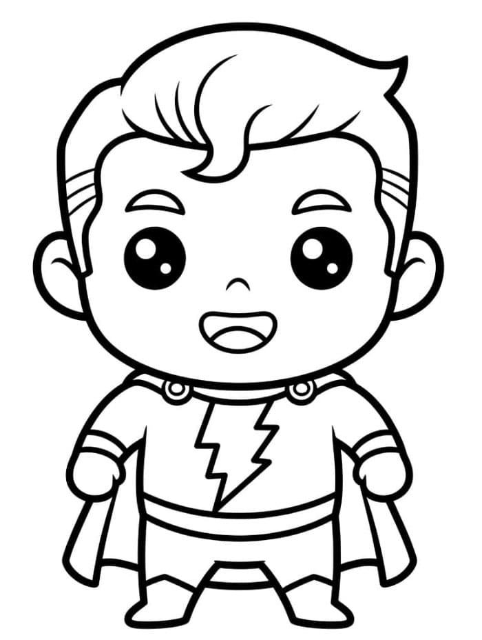 Søt chibi Shazam fargelegging
