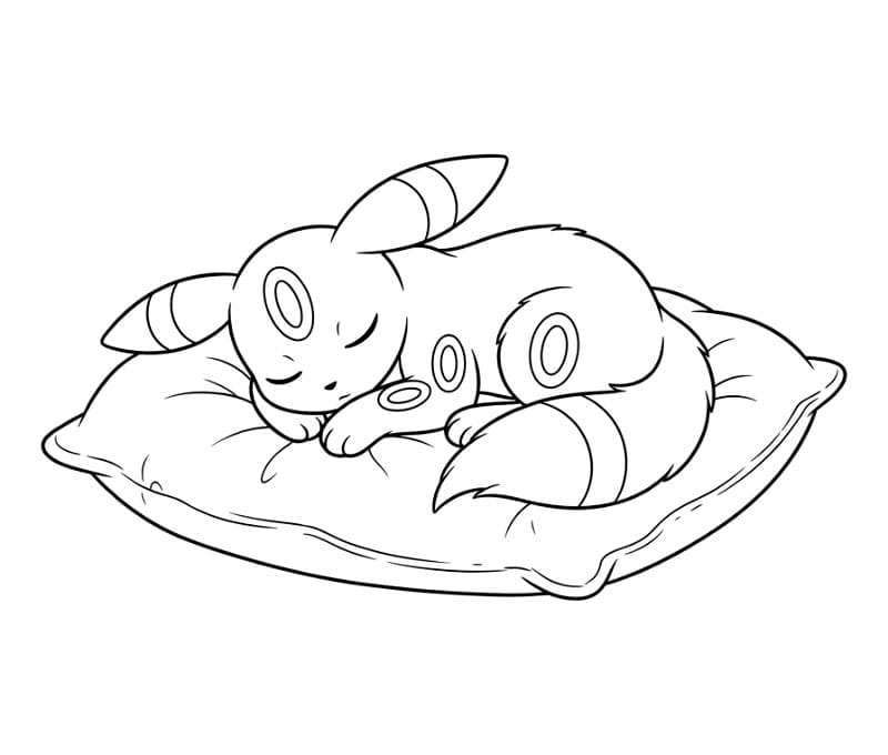 Umbreon ligger på en pute fargelegging