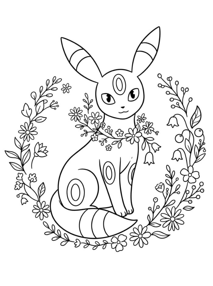 Umbreon med blomster fargelegging