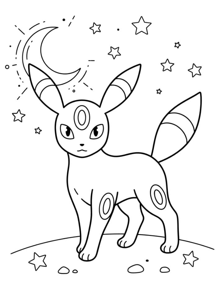 Umbreon med stjerne og måne fargelegging