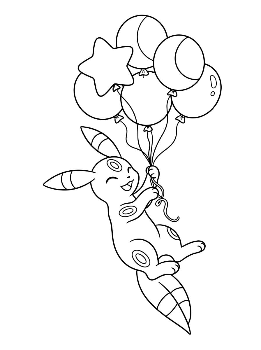 Umbreon og ballonger fargelegging