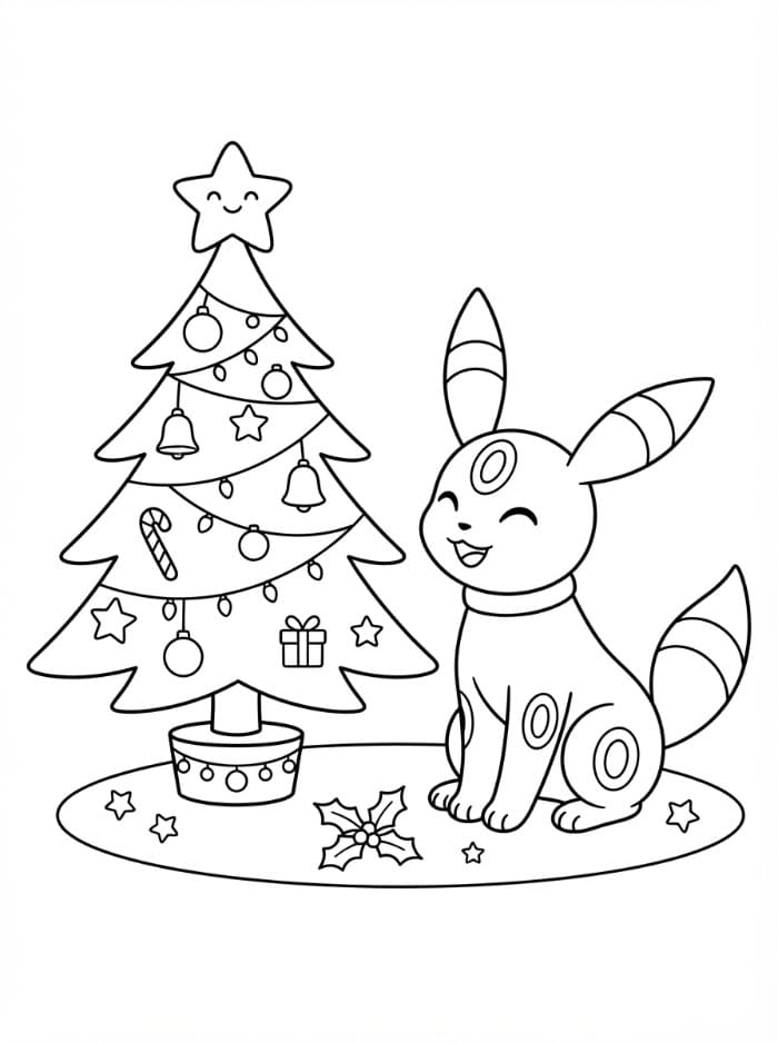 Umbreon og juletre fargelegging