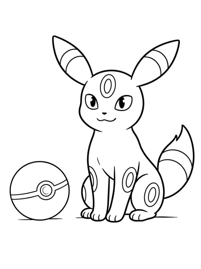 Umbreon og Pokéball fargelegging