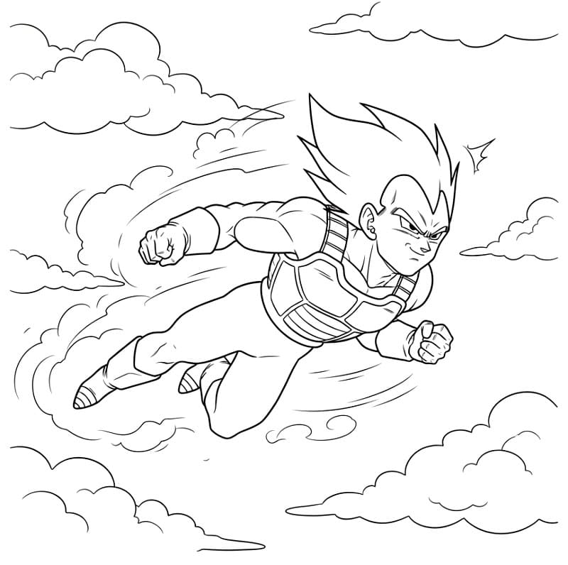 Vegeta Gjennom Skyene fargelegging