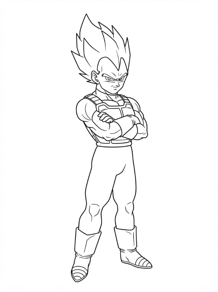 Vegeta med Armene i Kors fargelegging