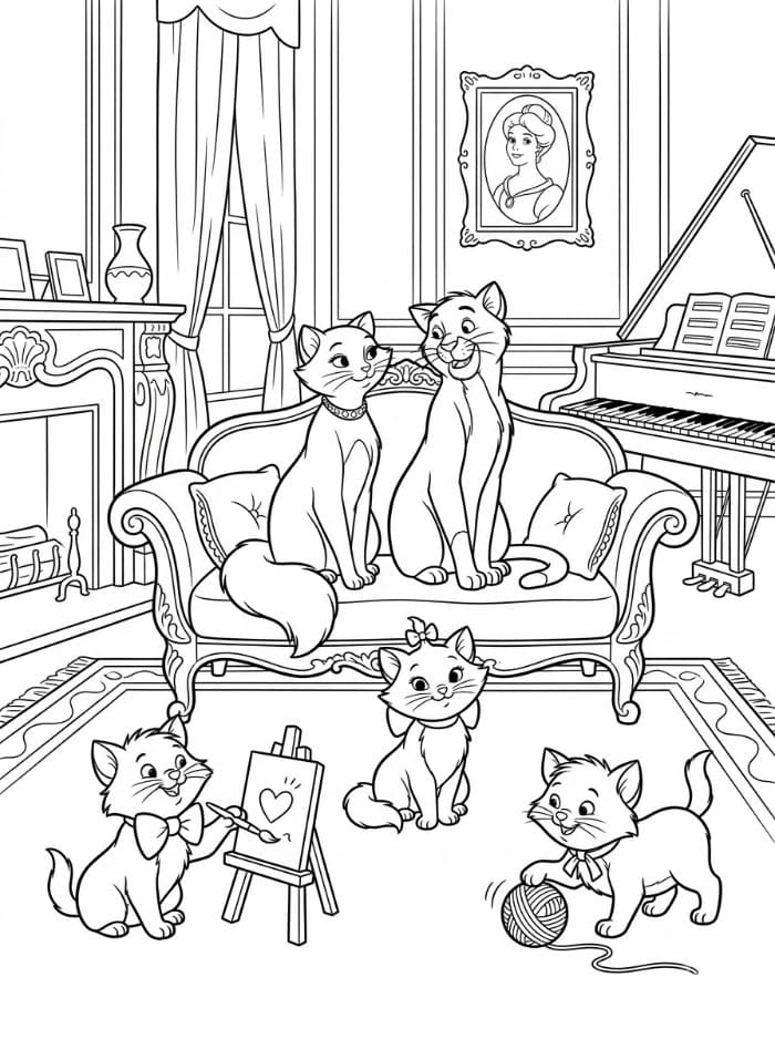 Aristokattene hjemme fargelegging
