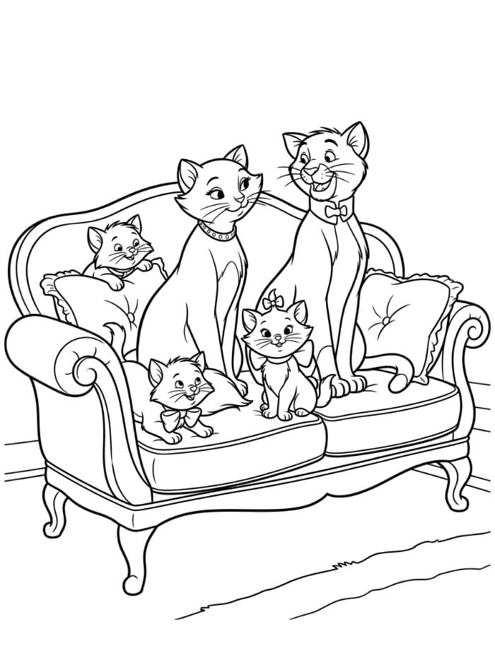 Aristokattene i en sofa fargelegging