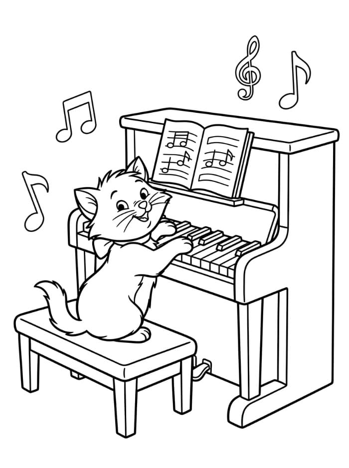 Aristokattene og pianoet fargelegging